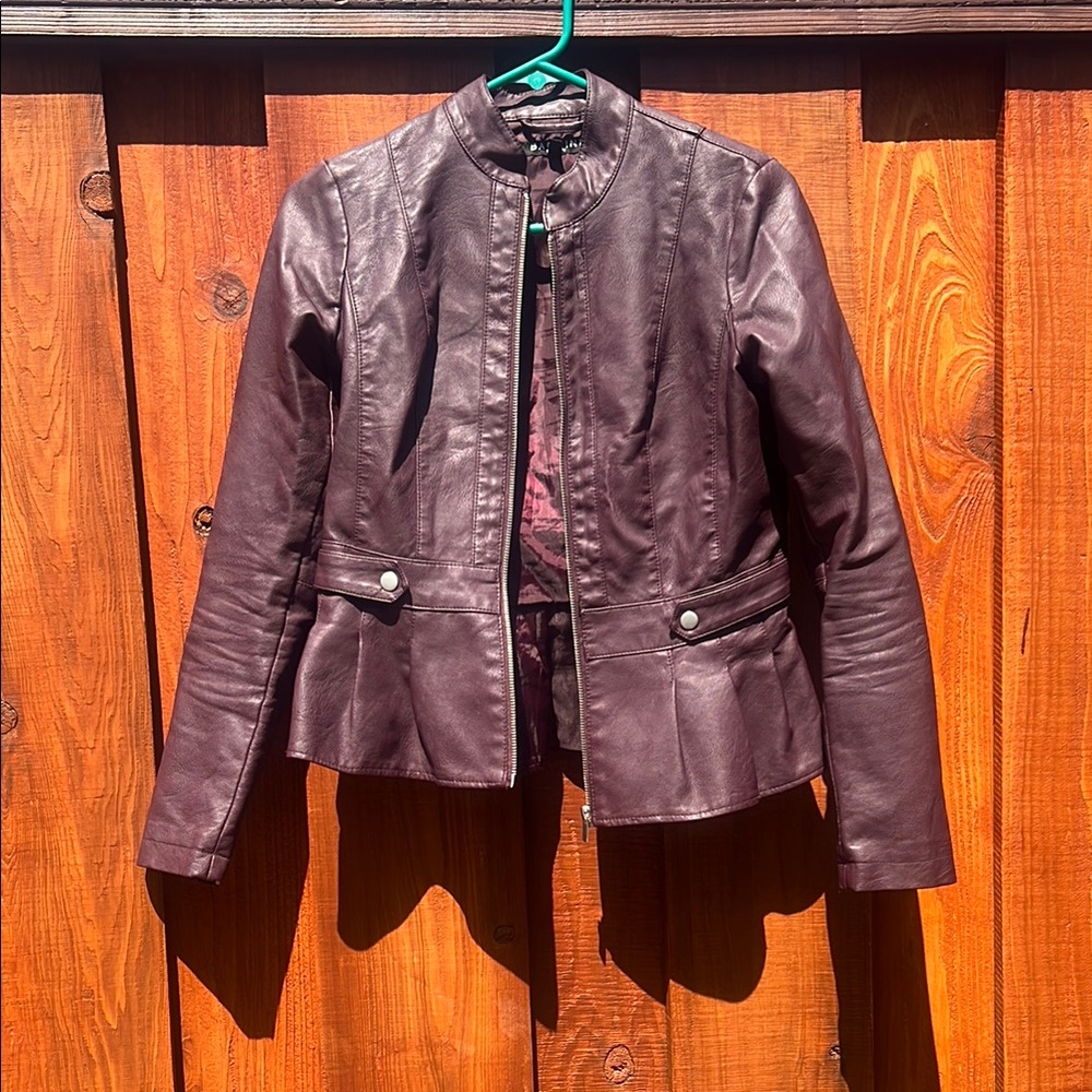Baccini Purple Leather Jacket Classic Style